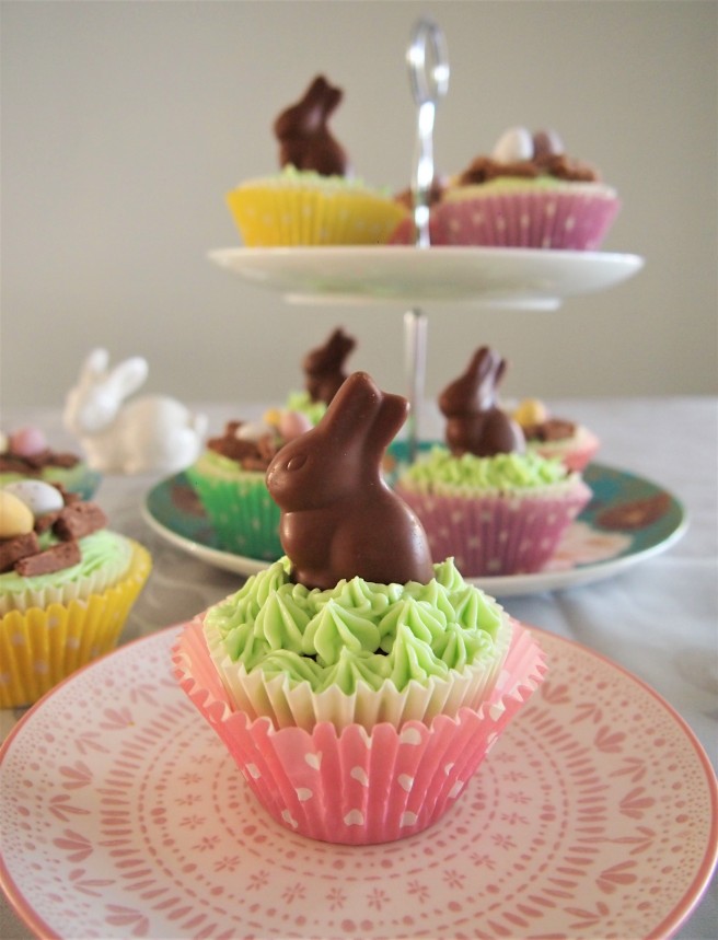 Easter Bunny and Nest Cupcakes